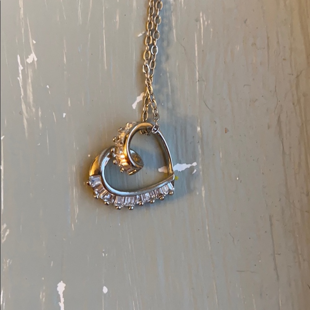 Cubic Zirconia Silver Heart Necklace